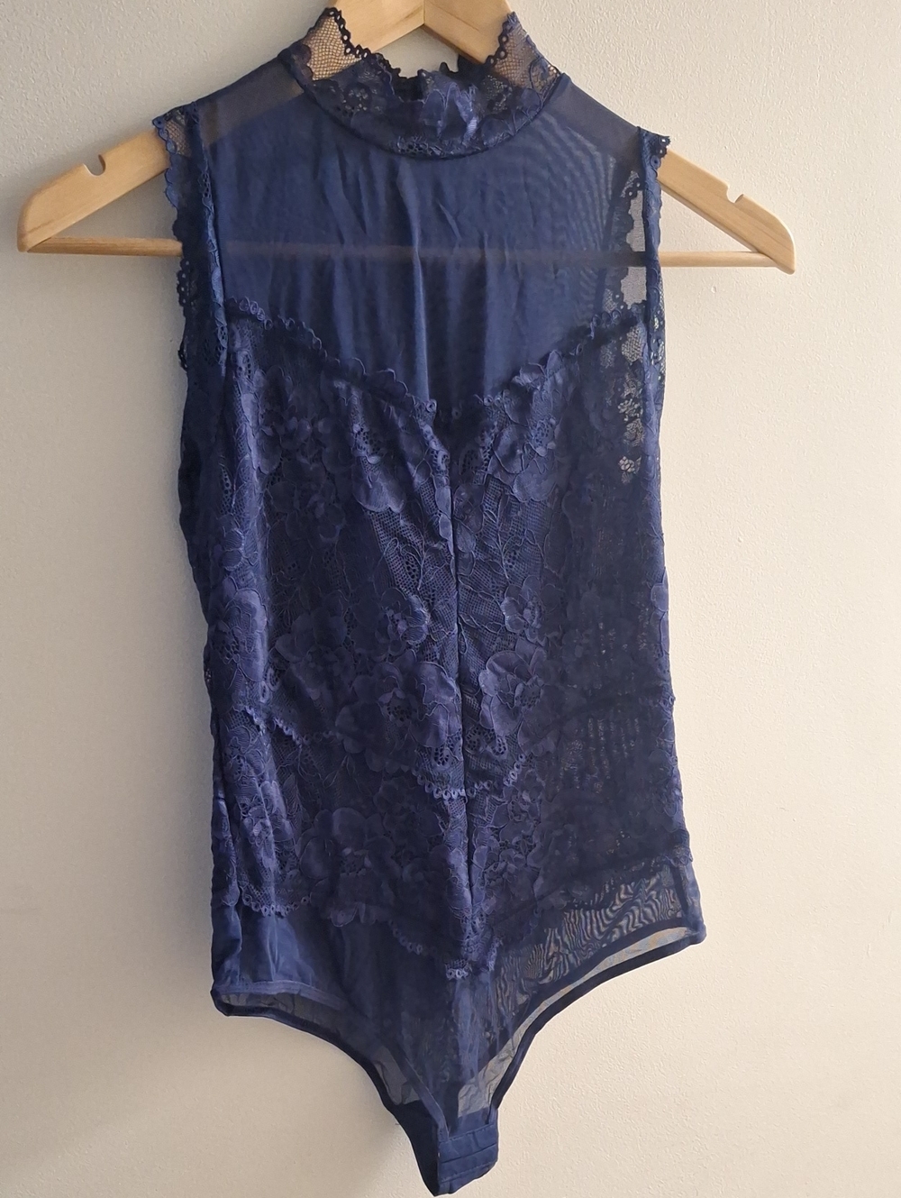 MIA Navy Lace High-Neck Bandeau Bodysuit